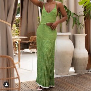 Christopher Esber green convertible ribbed knit maxi dress...Green ribbed-knit